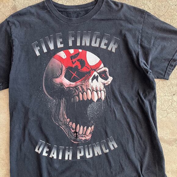 Five Finger Death Punch FFDP 5FDP Skull Black T-Shirt Heavy Metal Band Tee 2012 - Picture 2 of 9